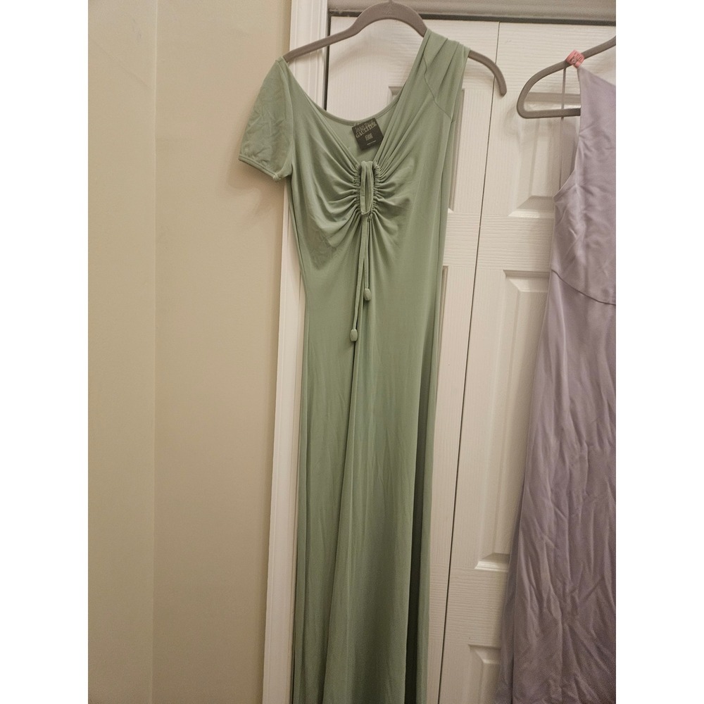 Jean Paul Gaultier Femme Sage Green Asymmetrical Ruched Maxi Dress Made in Italy